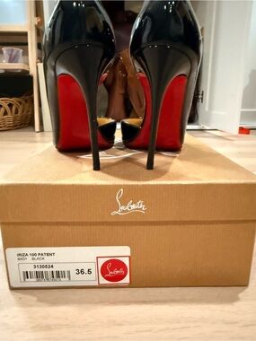 Christian Louboutin Black Patent Pumps with Signature Red Soles